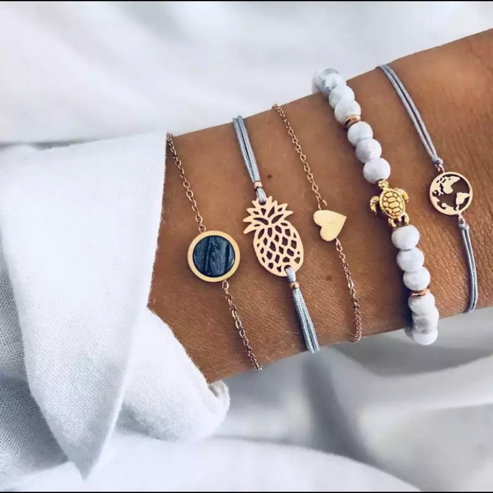 Dream Bracelets (Set of 5) Pineapple, Earth, Heart
